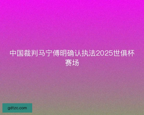 中国裁判马宁傅明确认执法2025世俱杯赛场